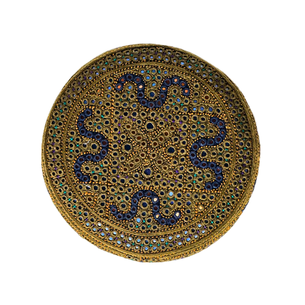 Brown Sindhi Topi - Traditional design - Blue Shade - Nasir Bhai