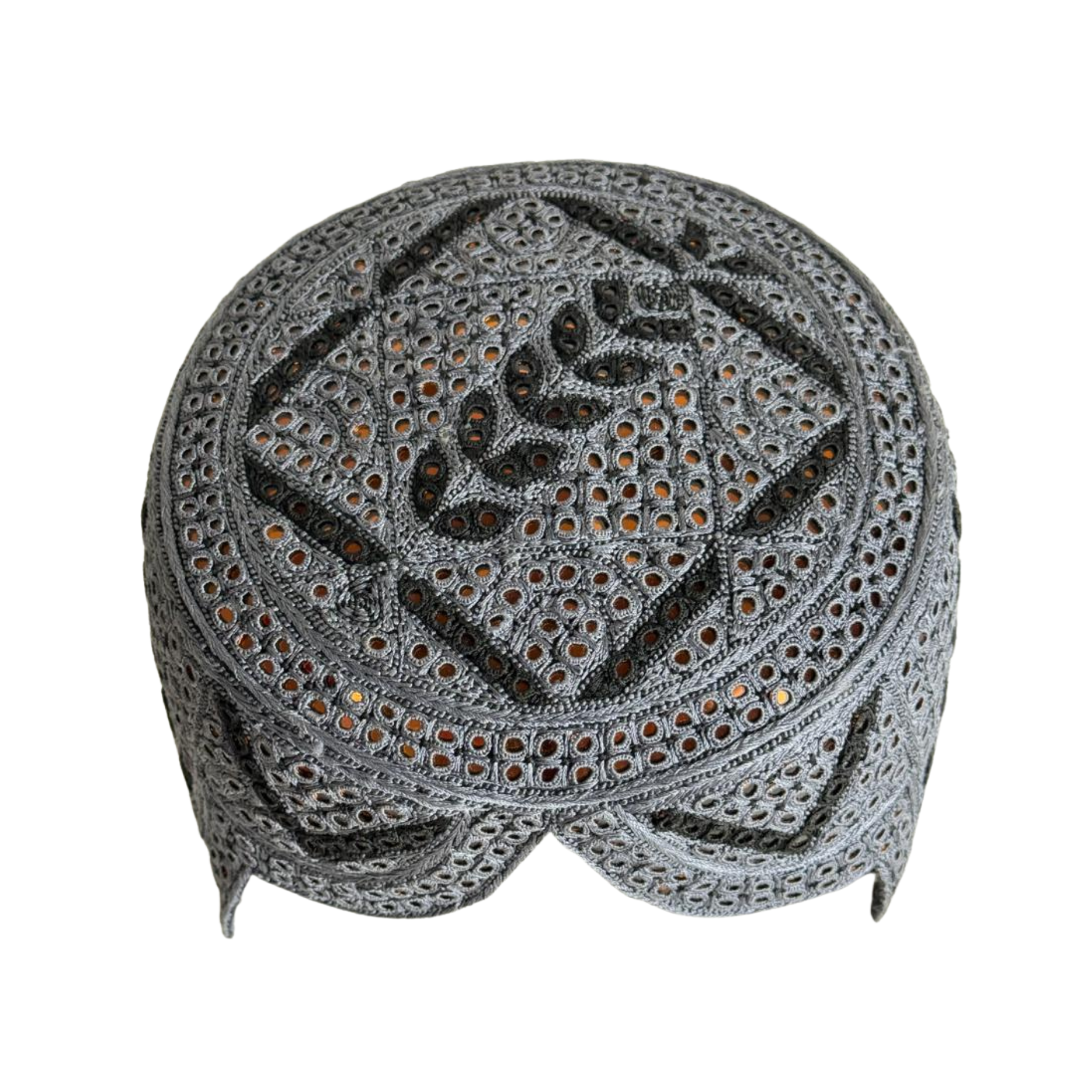 Silver Sindhi Topi - Traditional Design - Golden Shade - Nasir Bhai