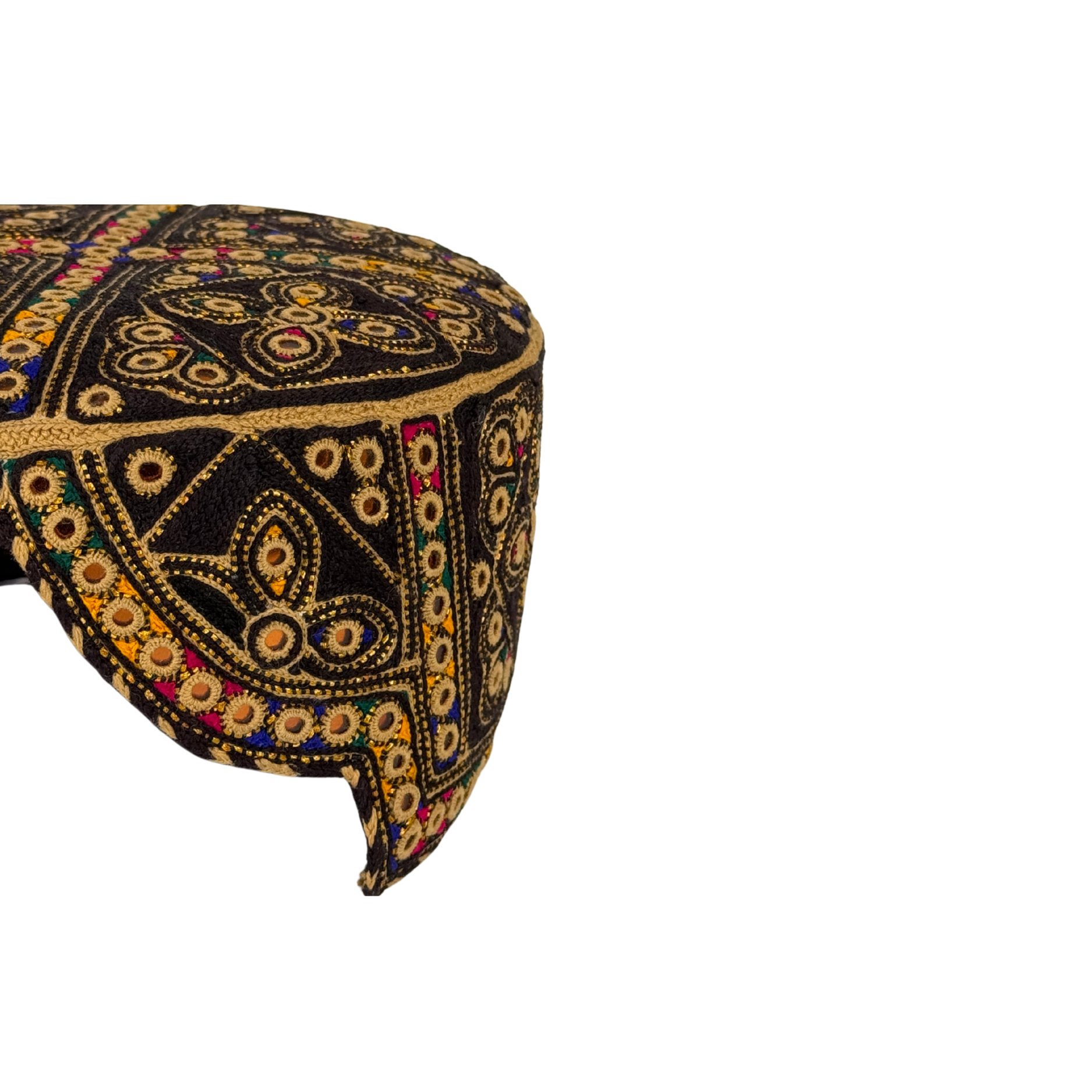Black Balochi Topi - Traditional design - Golden Shade - Nasir Bhai