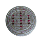 White Sindhi Topi - Pink and Golden Stitching - Maroon and Pink Tikki - Raja Cap