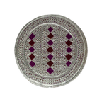 White Sindhi Topi - Silver Stitching - Purple And Maroon TIkki - Raja Cap