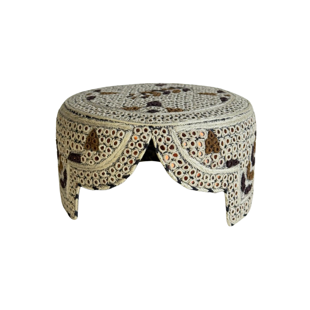 Light Brown Sindhi Topi - Flower Design - Golden Shade - Nasir Bhai