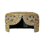 Light Borwn Sindhi Topi - Flower Design - White Shade - Nasir Bhai