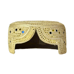 White Sindhi Topi - Traditional design - Golden Shade - Nasir Bhai