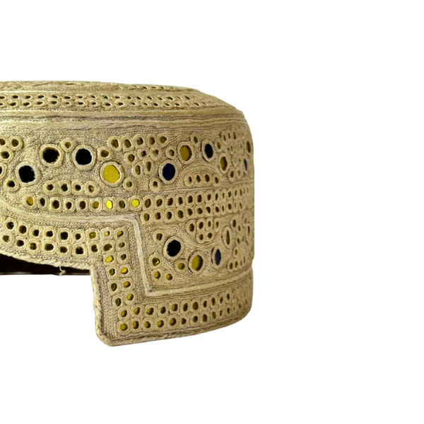 White Sindhi Topi - Traditional design - Golden Shade - Nasir Bhai