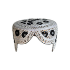 White Sindhi Topi - Flower Design - Golden Shade - Nasir Bhai