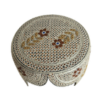 Brown Sindhi Topi - Flower Design - Blue Shade - Nasir Bhai