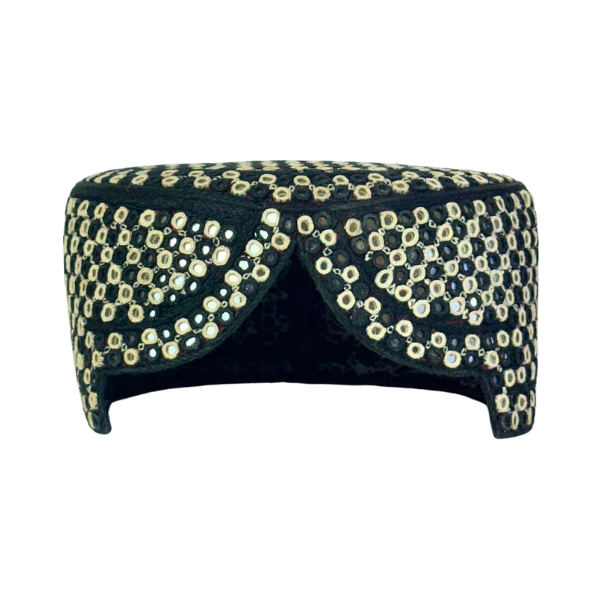 Black Sindhi Topi - White Shade - Nasir Bhai