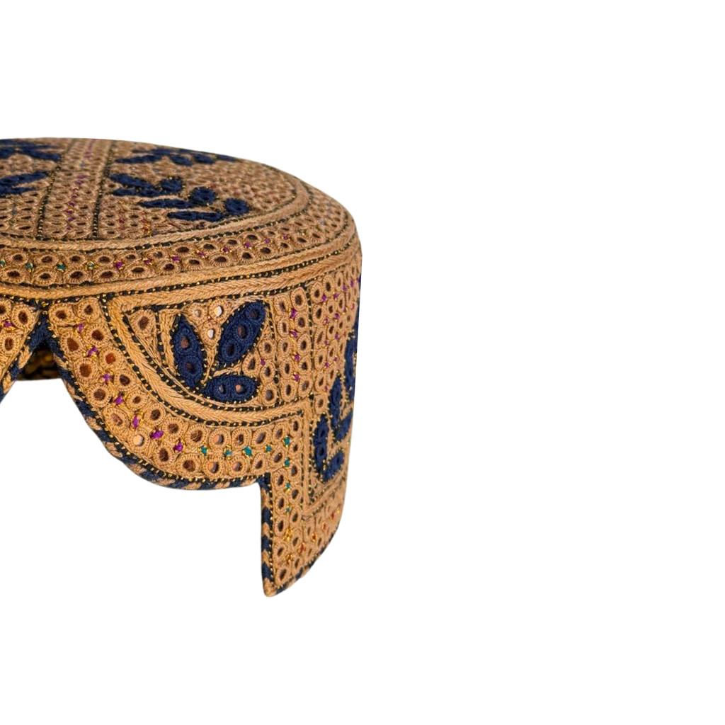 Brown Sindhi Topi - Flower Design - GoldenShade - Nasir Bhai