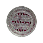 White Sindhi Topi - Red Stitching - Red And Pink Tikki - Raja Cap