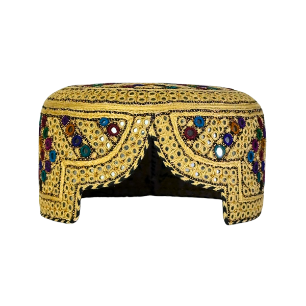 Light Brown Sindhi Topi -Traditional design - White Shade - Nasir Bhai