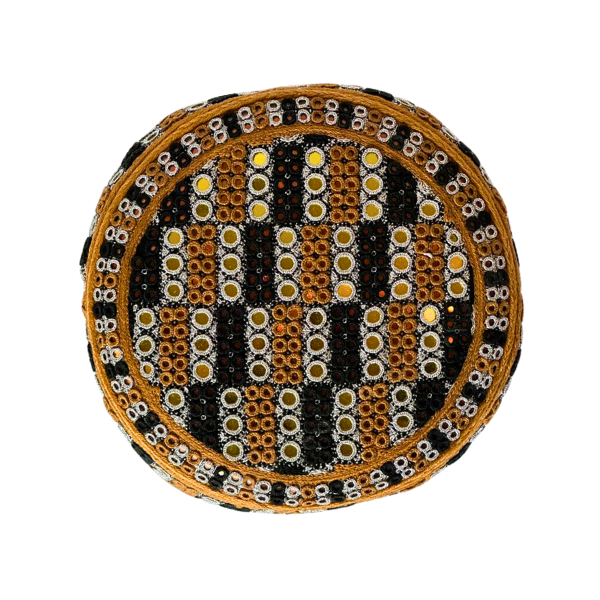 Golden Sindhi Topi - Traditional design - White Shade - Nasir Bhai