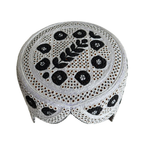 White Sindhi Topi - Flower Design - Golden Shade - Nasir Bhai