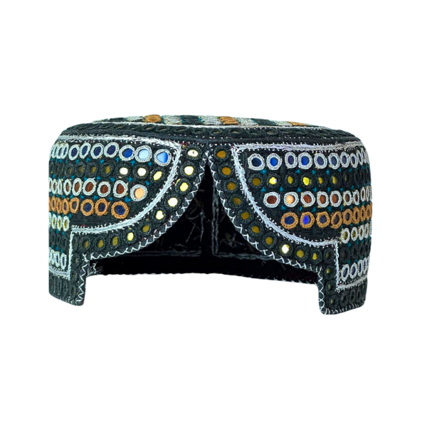 Black Sindhi Topi - Blue Shade - Nasir Bhai