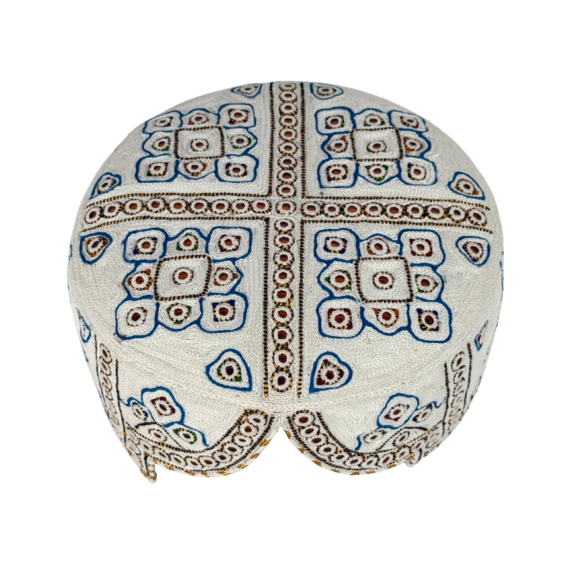 White Balochi Topi - Traditional design - Golden Shade - Nasir Bhai