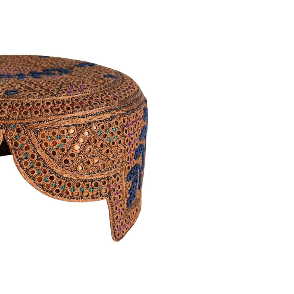 Brown Sindhi Topi - Flower Design - Golden Shade - Nasir Bhai