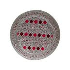White Sindhi Topi - Pink Stitching - Maroon And Pink Tikki - Raja Cap