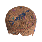 Brown Sindhi Topi - Flower Design - Golden Shade - Nasir Bhai