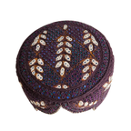 Brown Sindhi Topi - Flower Design - Blue Shade - Nasir Bhai