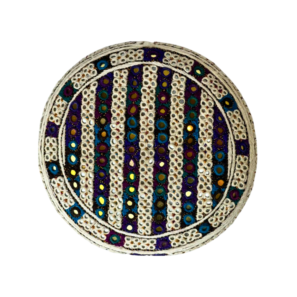 White Sindhi Topi -Traditional design - Golden Shade - Nasir Bhai