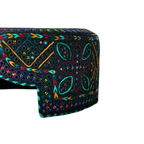 Black Sindhi Topi - Traditional design - Blue Shade - Nasir Bhai