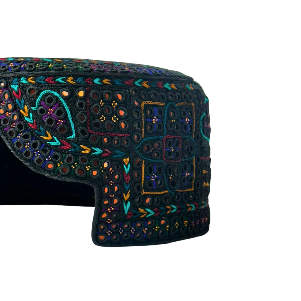 Black Sindhi Topi - Heart Design - Traditional design - Golden Shade - Nasir Bhai