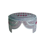 White Sindhi Topi - Pink stitching - Maroon and Pink Tikki - Raja Cap
