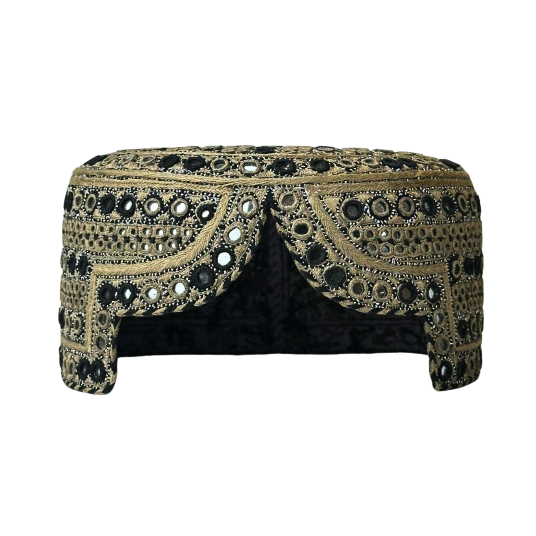 Light Brown Sindhi Topi - Traditional design - White Shade - Nasir Bhai