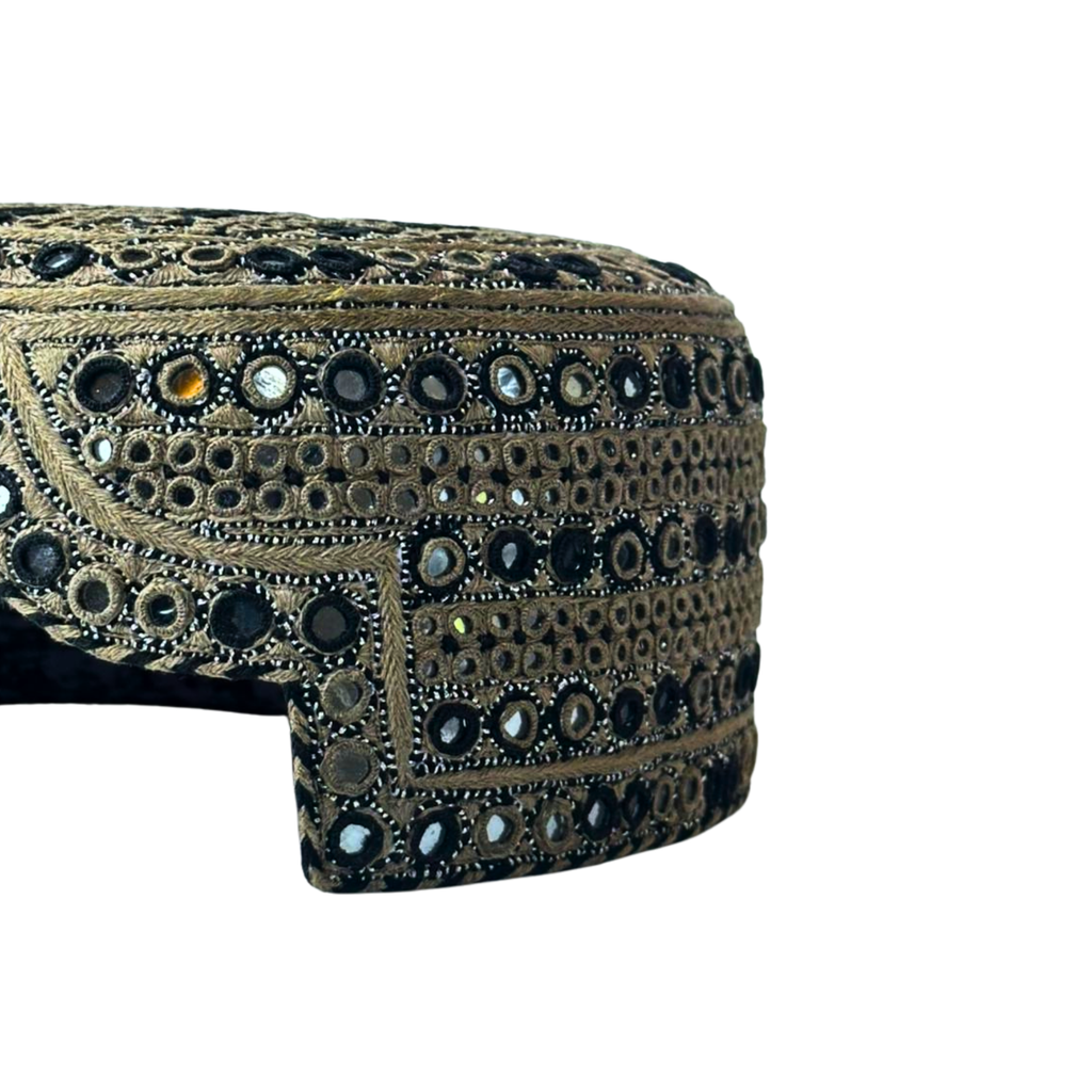 Light Brown Sindhi Topi - Traditional design - White Shade - Nasir Bhai