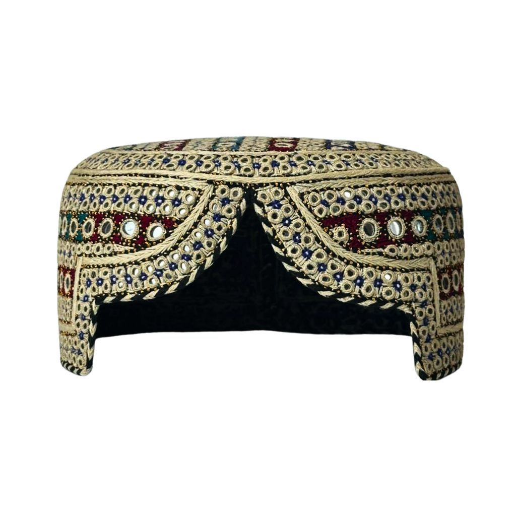 Light Brown Sindhi Topi -Traditional design- White Shade - Nasir Bhai