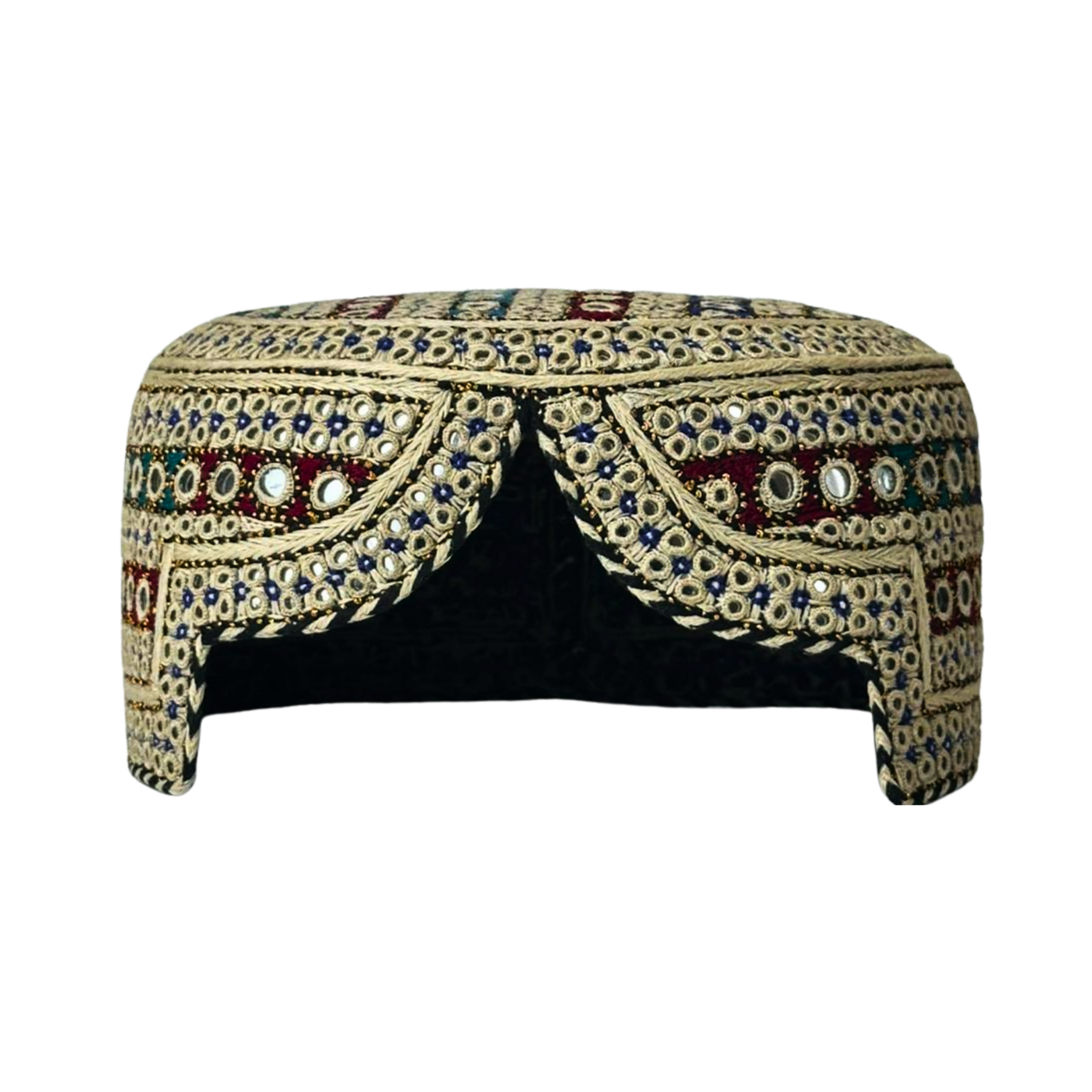 Light Brown Sindhi Topi -Traditional design- White Shade - Nasir Bhai