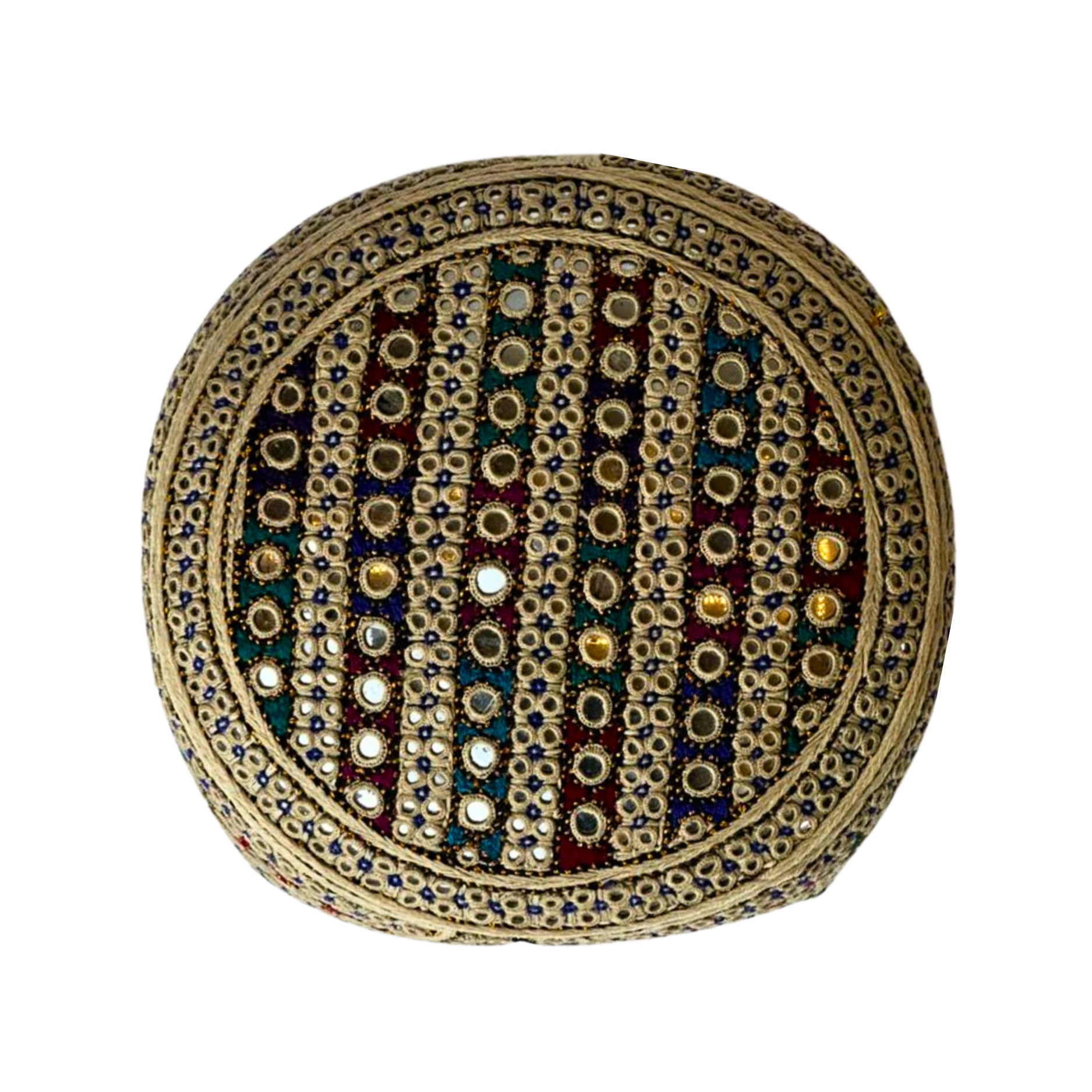 Light Brown Sindhi Topi -Traditional design- White Shade - Nasir Bhai