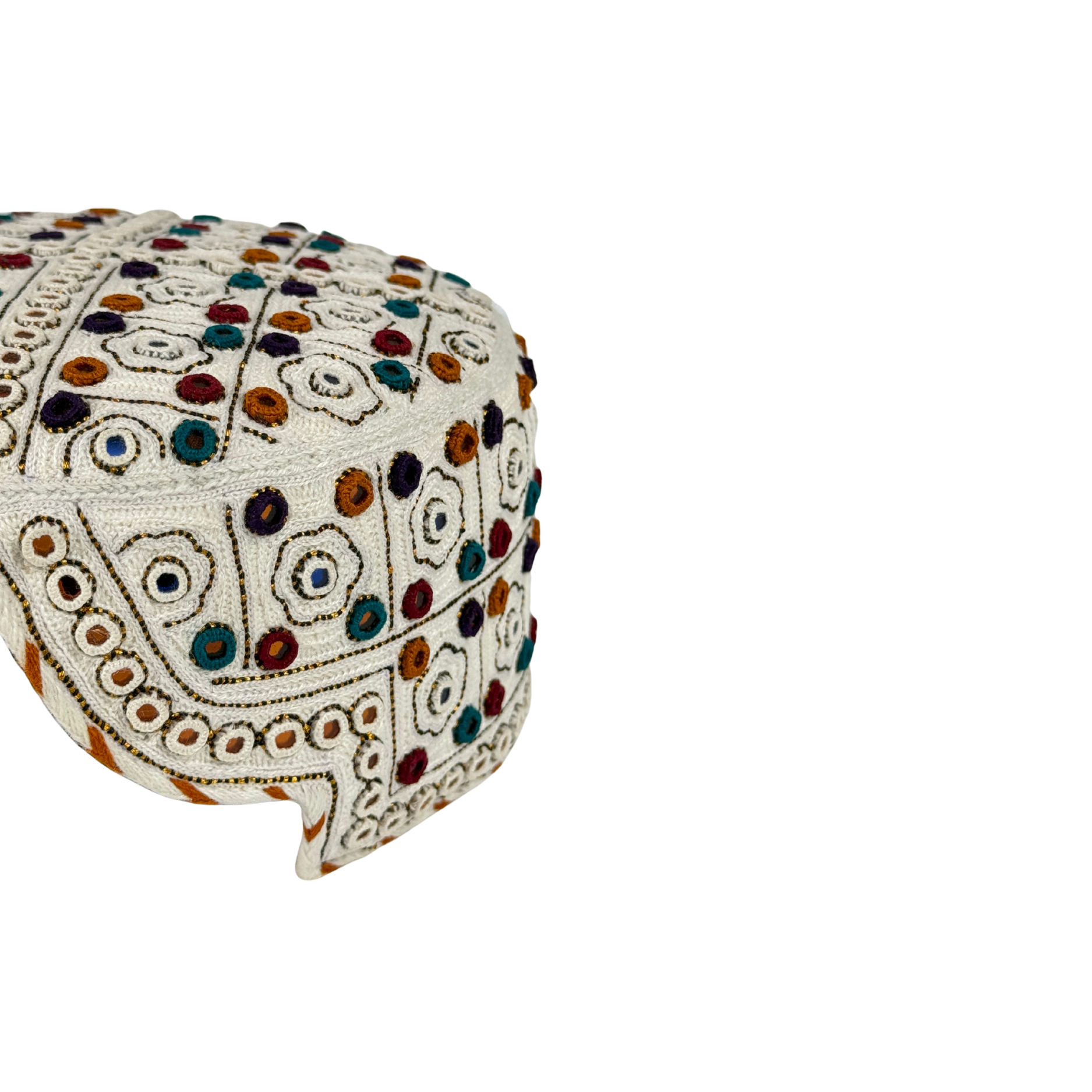 White Balochi Topi - Traditional design - Golden Shade - Nasir Bhai