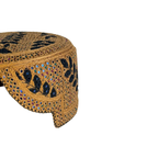 Golden Sindhi Topi - Flower Design - Bluer Shade - Nasir Bhai