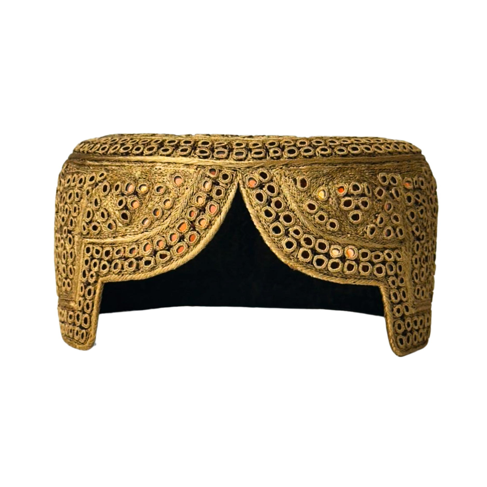 Golden Sindhi Topi - Flower Design - Golden Shade - Nasir Bhai