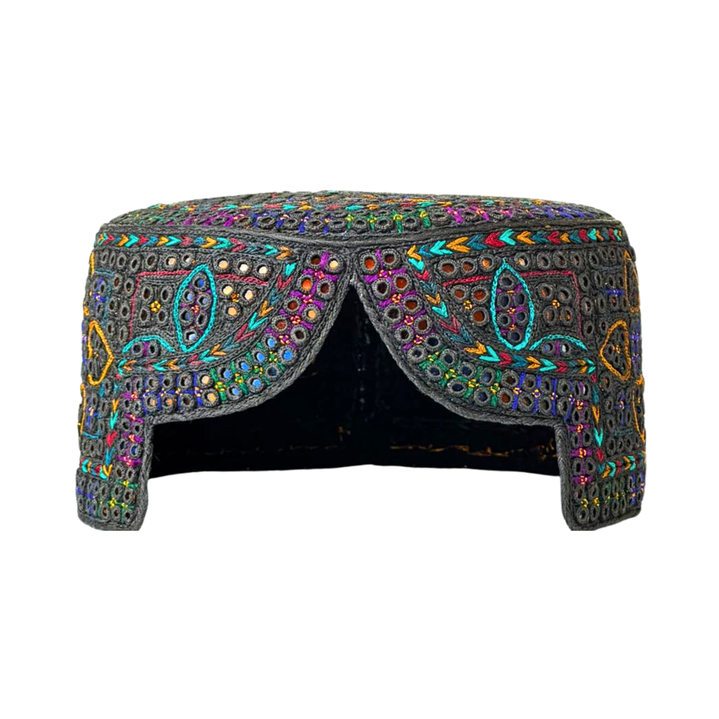 Grey Sindhi Topi - Traditional design - Golden Shade - Nasir Bhai