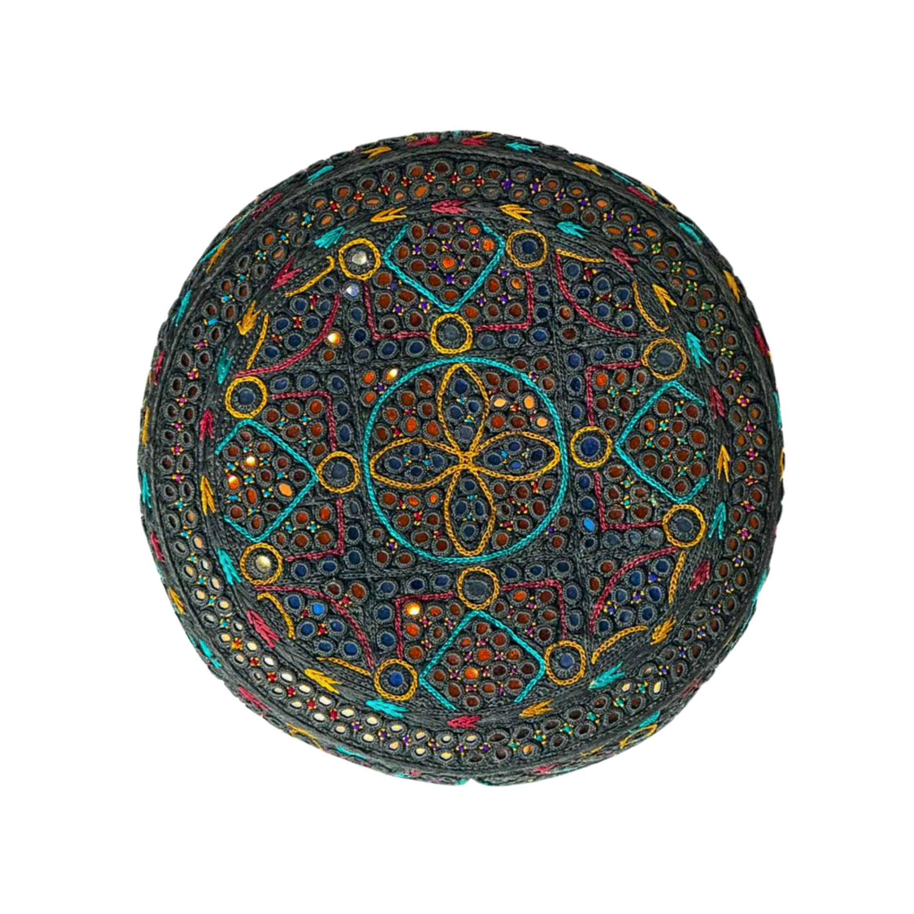 Black Sindhi Topi -Traditional design - Blue Shade - Nasir Bhai