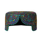 Black Sindhi Topi - Flower Design - Blue Shade - Nasir Bhai