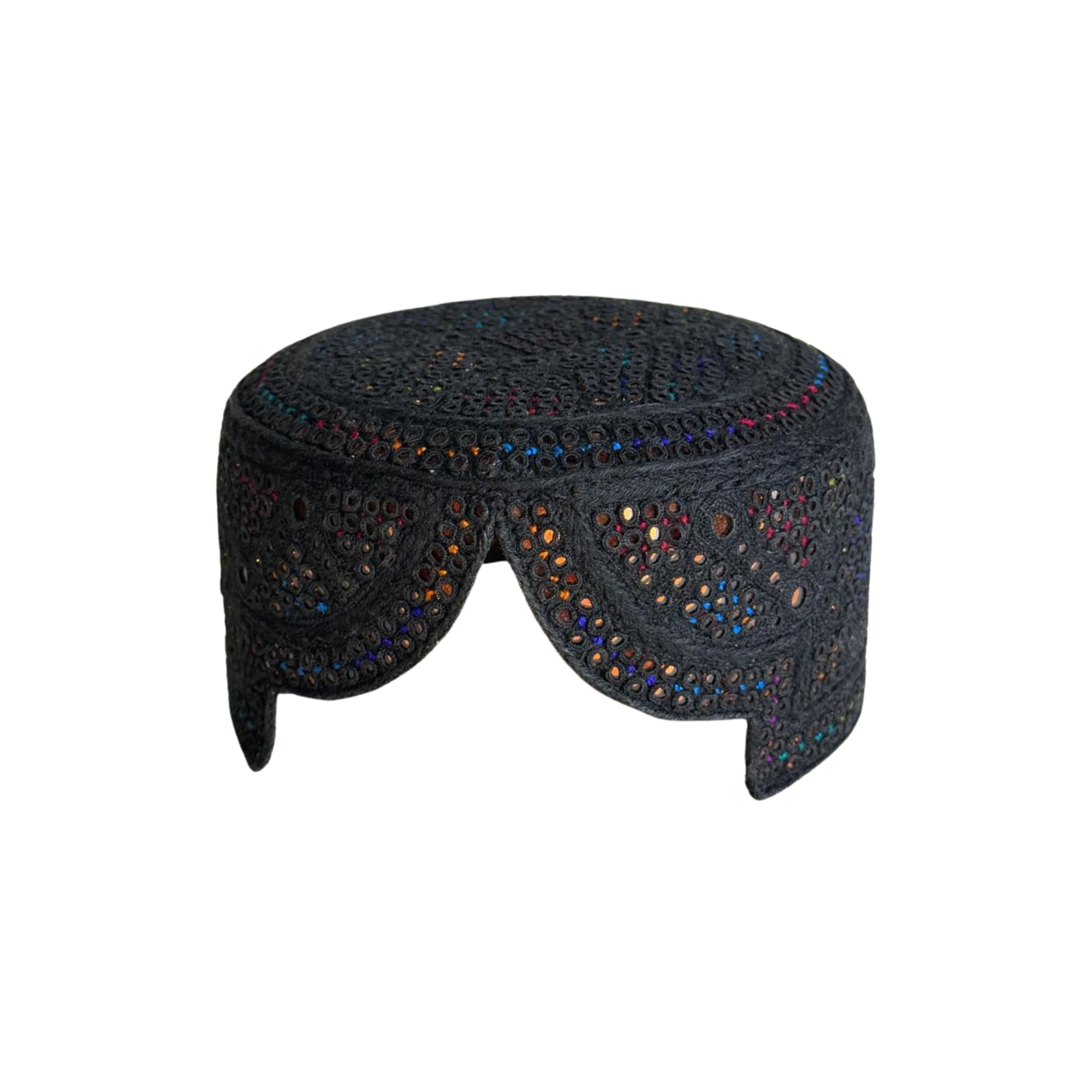 Black Sindhi Topi - Traditional Design - Golden Shade - Nasir Bhai
