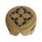 Golden Sindhi Topi - Traditional Design - Blue Shade - Nasir Bhai