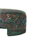Black Sindhi Topi - Flower Design - Golden Shade - Nasir Bhai