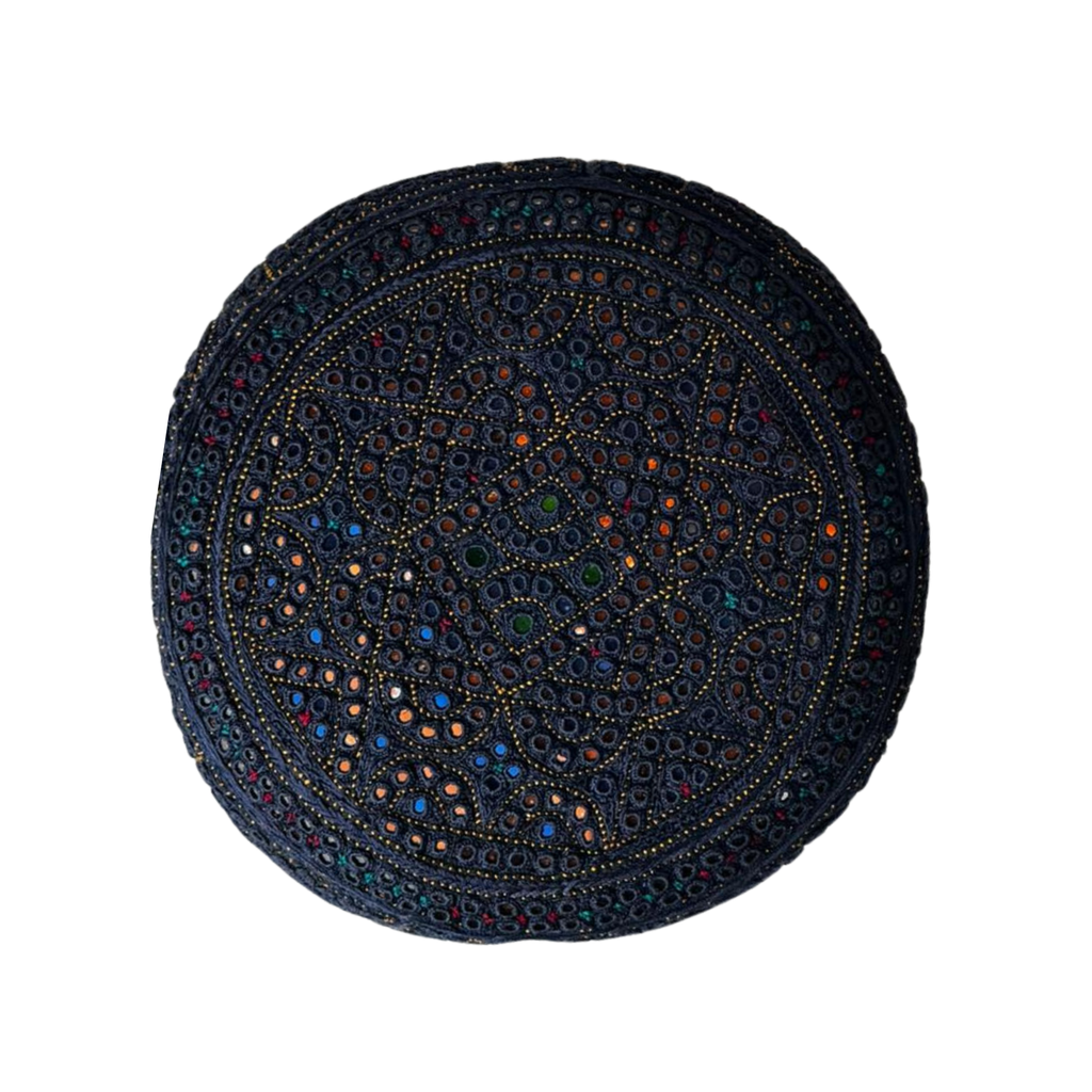 Blue Sindhi Topi -Traditional design - Golden Shade - Nasir Bhai