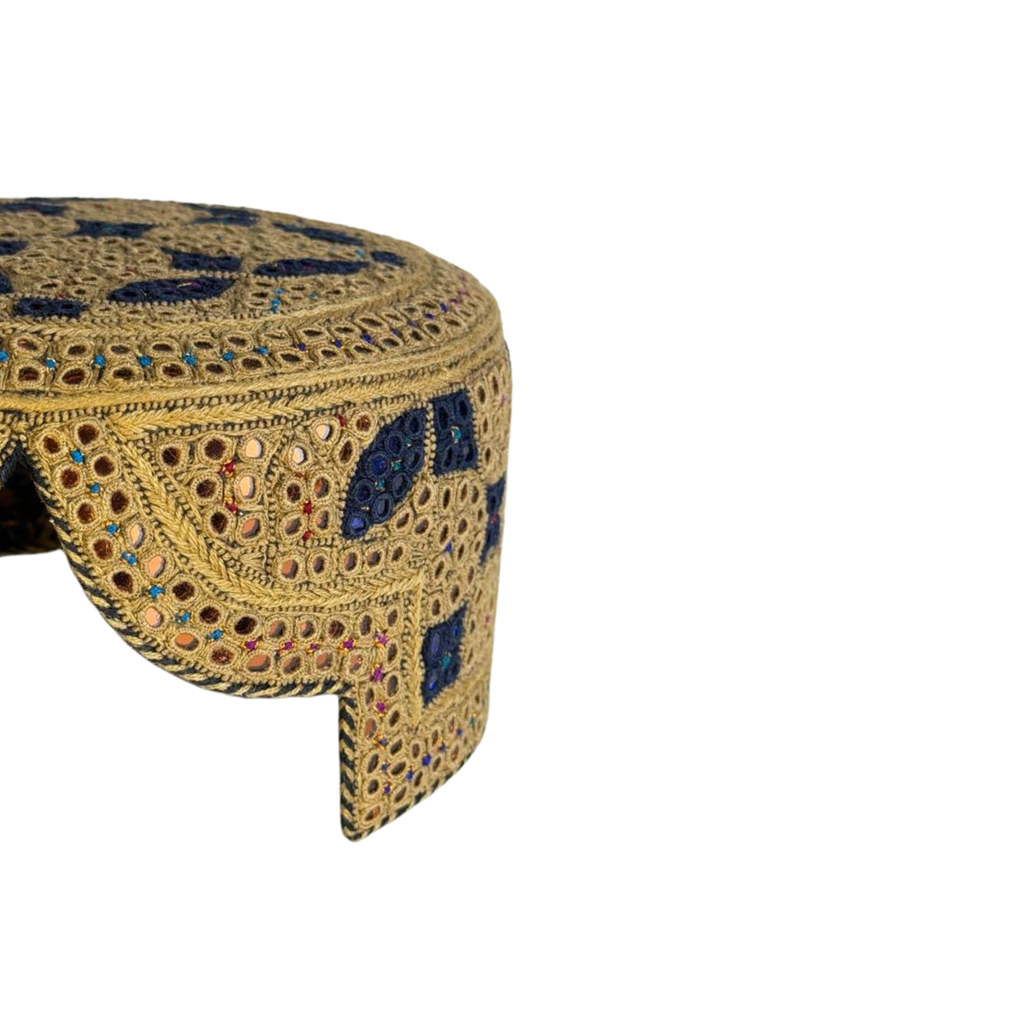 Golden Sindhi Topi - Traditional Design - Blue Shade - Nasir Bhai