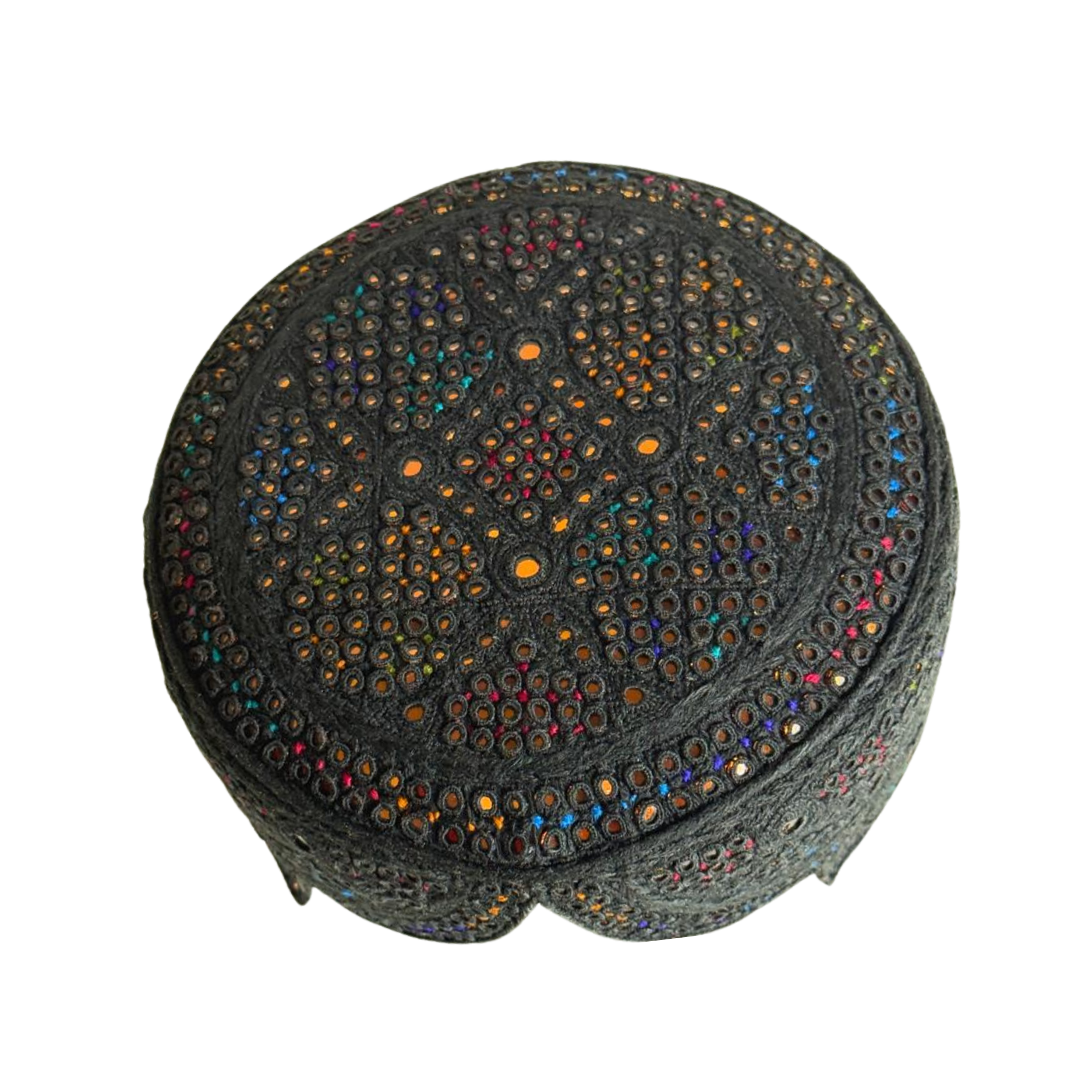 Black Sindhi Topi - Traditional Design - Golden Shade - Nasir Bhai