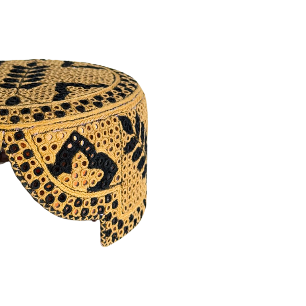 Golden Sindhi Topi - Flower Design - Brown Shade - Nasir Bhai
