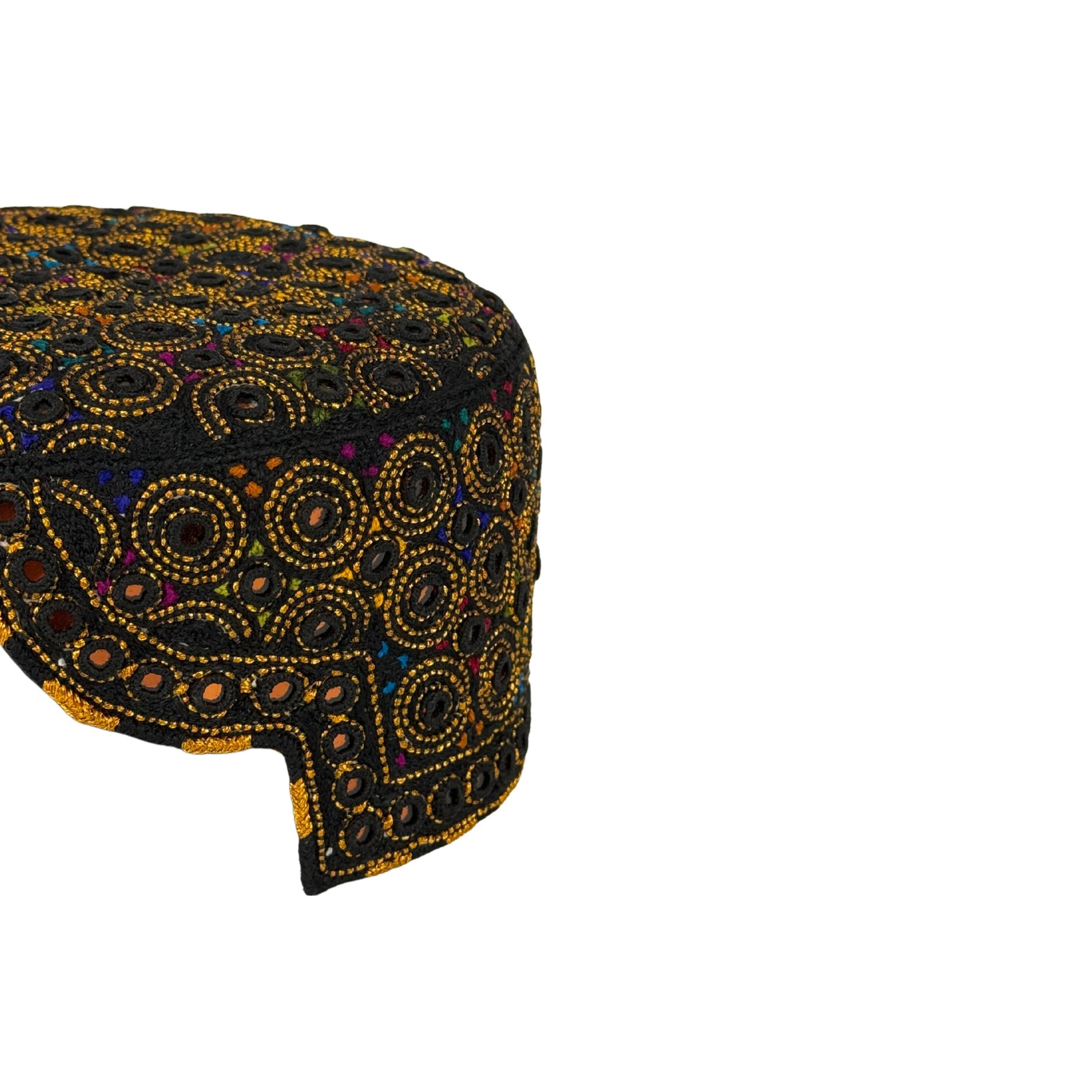 Black Balochi Topi - Traditional design - Golden Shade - Nasir Bhai