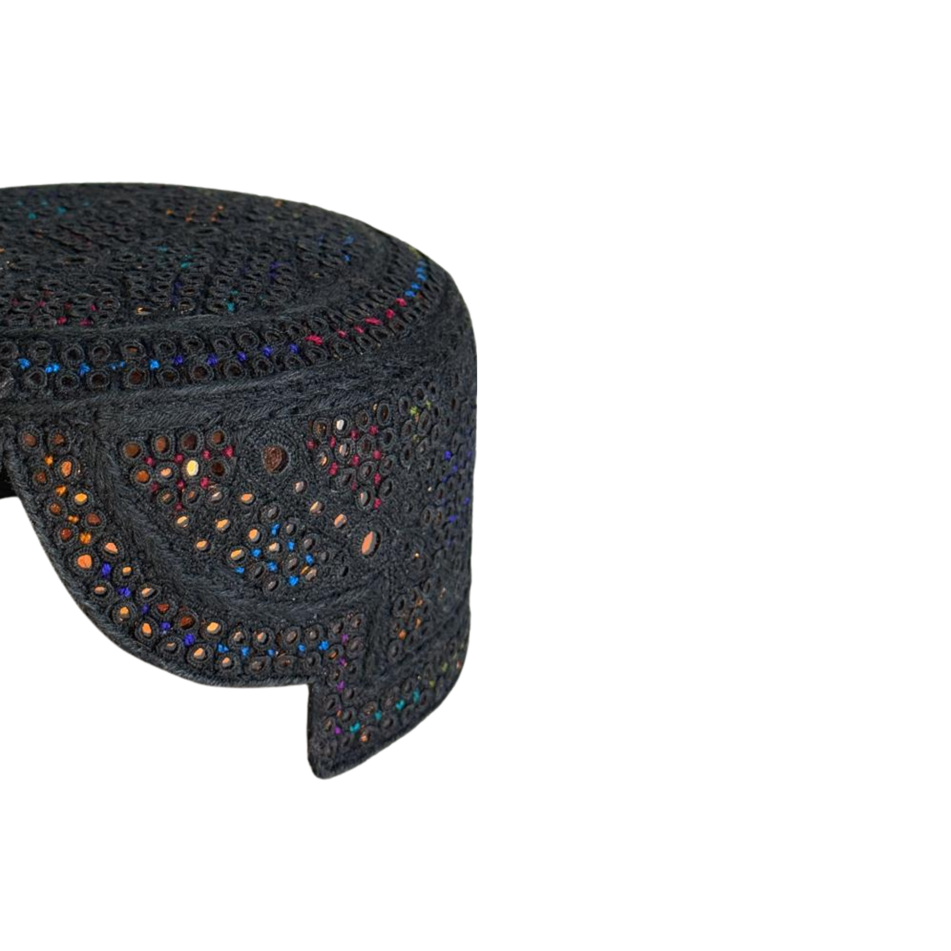 Black Sindhi Topi - Traditional Design - Golden Shade - Nasir Bhai