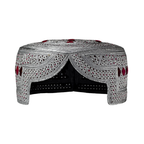 White Sindhi Topi - Pink Stitching - Maroon And Black Tikki - Raja Cap