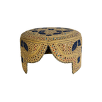 Golden Sindhi Topi - Traditional Design - Blue Shade - Nasir Bhai
