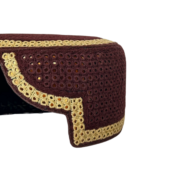 Maroon Sindhi Topi - Golden Design - Golden Shade - Nasir Bhai